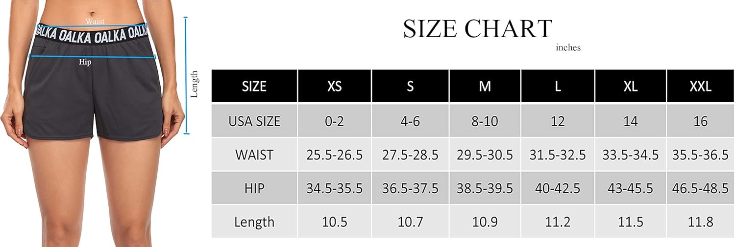 Oalka Women's Running Shorts Workout Athletic Fitness Side Pockets Gym Shorts: Clothing