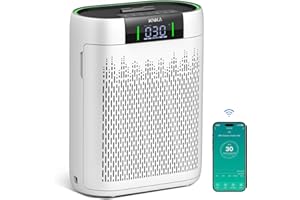 KNKA Air Purifiers for Home Large Room Bedroom up to 1740 Ft², Hepa Air Purifier with Air Quality Monitor, Smart WiFi, TRUE HEPA, Sleep Mode, Air Cleaner for Pets, Dust, Odor, Smoke, Pollen, AP2000WF