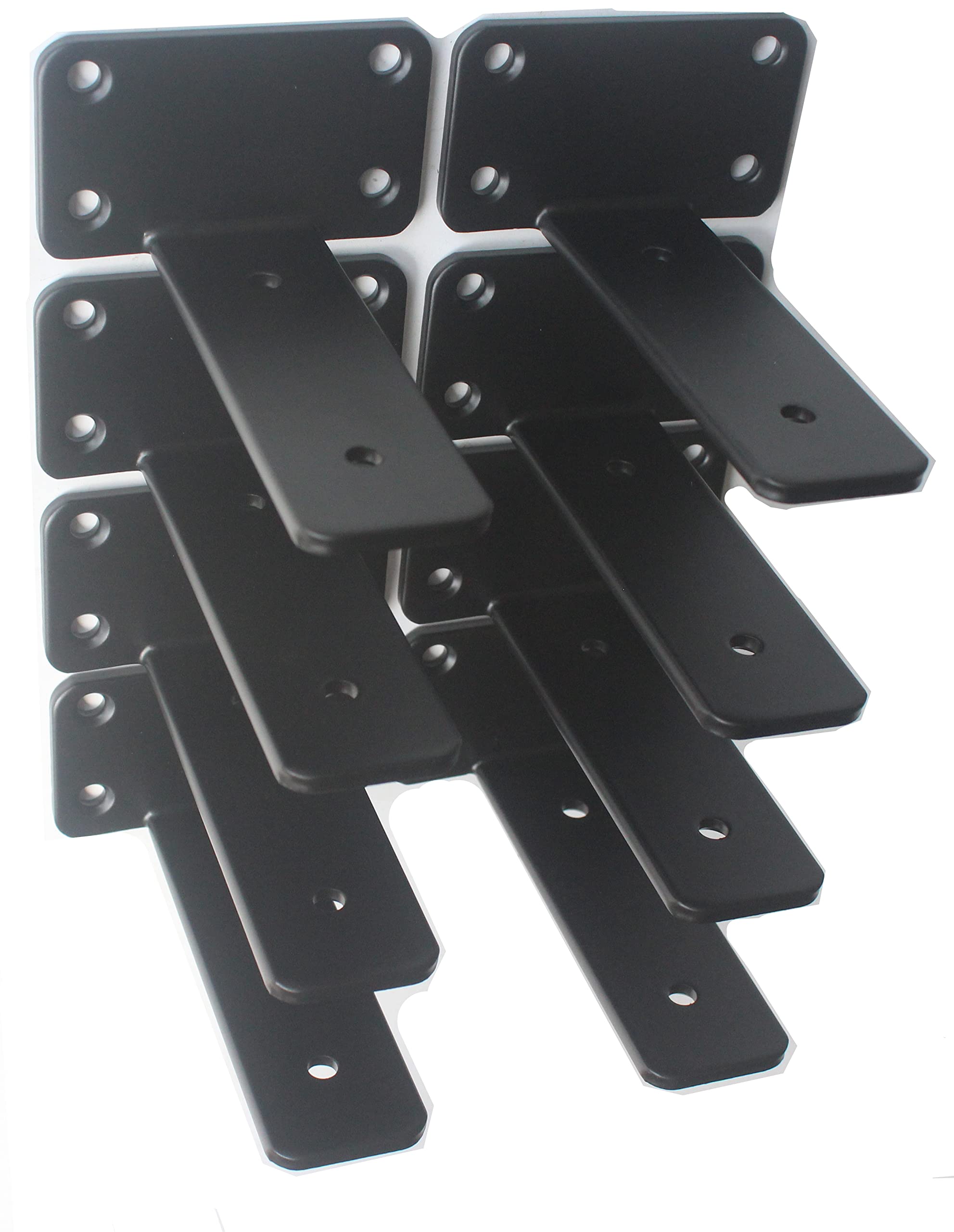 Photo 1 of 10 Pack - 5 inch Black Hidden L Shelf Bracket (1/5 Inch Thicked) Iron Floating Shelf Brackets Rustic Industrial Metal Brackets for Shelf Support