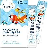 Korean Food Woongjin Kids Calcium Vitamin D Jelly Stick – Naturally Sweetened Peach-Flavored, Fruit Jelly Snack, Individually Wrapped On-the-Go Treat, 30 Sticks (21.16 oz)
