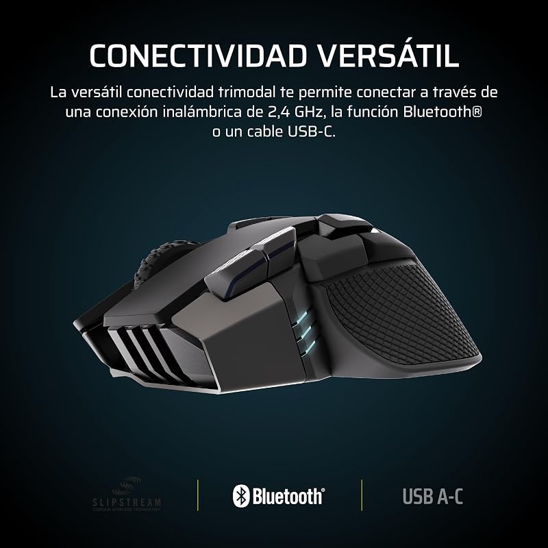 Rato de gaming IRONCLAW Wireless SE – 26.000 DPI, Design Ergonómico para Mãos Grandes, 10 Botões Programáveis, para MOBA, FPS, MMO – Preto