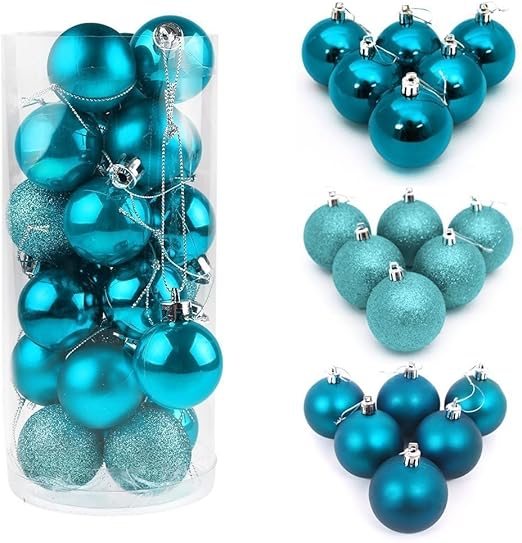 Ilovediy Lot De 468cm Boules De Noël Pour Décoration Sapin Diverses Quantités Et Tailles Au Choix 6cm 10pcs Bleu Turquoise