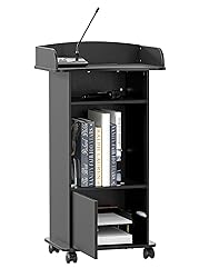 Qriocioa Podium Stand with Wheels Wooden Lectern