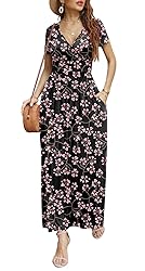 CATHY Women Short Sleeve Deep V-Neck Casual Long