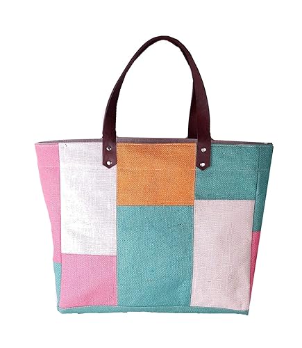 Foonty Womens Multicolour Jute Handbag