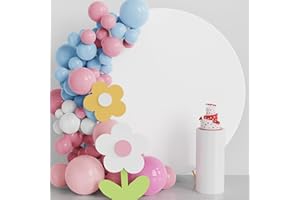 Fomcet Round Backdrop Cover 7.2FT White Spandex Wedding Arch Cover Circle Arch Backdrop Cover Fabric for Wedding Ceremony Birthday Party Baby Shower Round Balloon Arch Stand Decoration