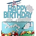 Airplane Happy Birthday Cake Topper First Birthday Party Decoration Travel Theme Kids Birthday Party Supplies
