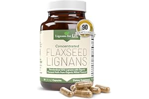 Lignans for Life Flaxseed Lignans for Dogs & People + SDG - Omega 3 Fatty Acids, High Fiber Antioxidants - Improve Shiny Coat, Digestive & Heart Health for Dogs, 35mg, 90 Flaxseed Capsules, 1 Pack