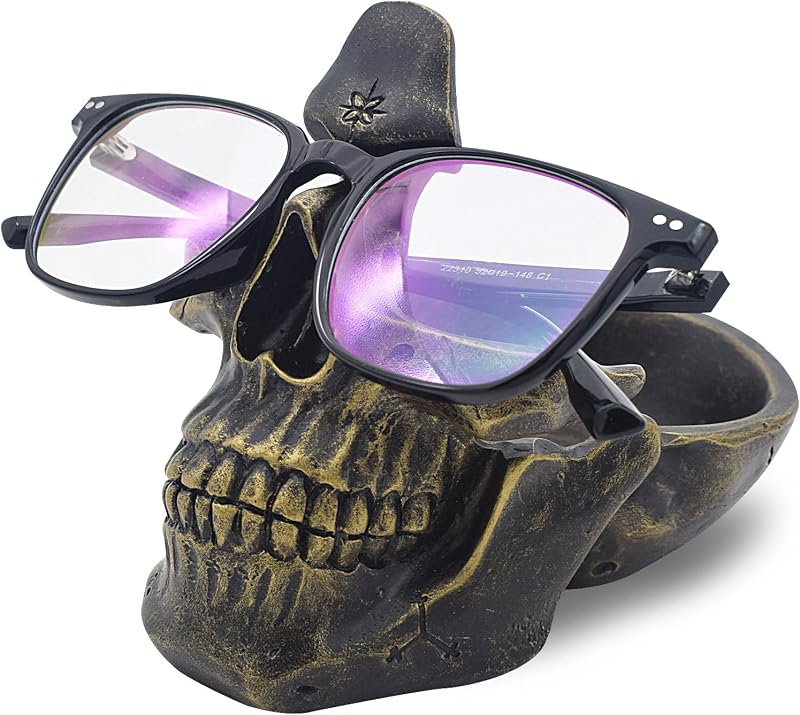 VIPbuy Skull Glasses Holder Stand Bronze Resin Shelf Organizer