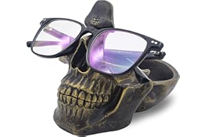 Skull Glasses Holder Stand with Storage Tray (Bronze)
