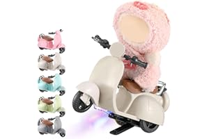 Simgoing 1 Pcs Doll Scooter Doll Vehicles Mini Electric Scooter with Music & Lights Could Rotate 360° Dolls Accessories Cute Scooters Ornaments Battery Not Included (Cream)
