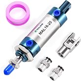 TAILONZ PNEUMATIC 16mm Bore 25mm Stroke Air Cylinder Double Action with Y Connector and 2Pcs 6mm Fitting MAL16x25