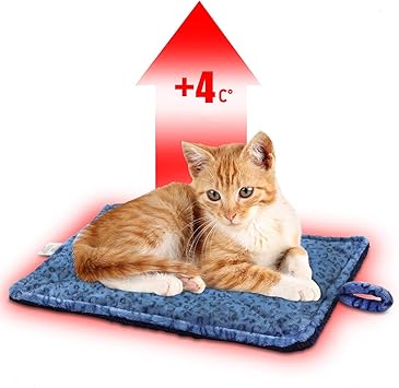 Prairie Horse Supply Quality Thermal Cat Mat And Free Cat Toy (Grey Leopard) (1 Mat) Cozy Self Heating Warming Kitty Kitten Puppy Small Dog Bed, Reversible Washable Pad, No Electricity