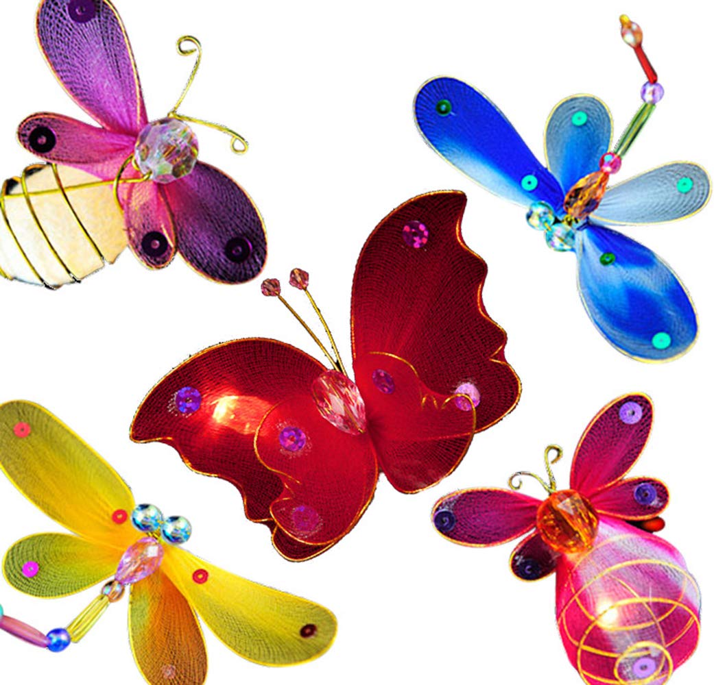 Blaze On Enchanted Garden Fairy Lights (Rainbow Colours) – 20 Warm White LED Lights – Handmade – Sheer Fabric – Shimmering Sequins – USB Powered with UK 3-Pin USB Plug – Indoor String Lights