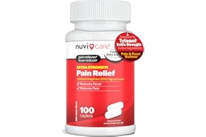 NUVICARE Acetaminophen 500mg Extra Strength Pain Relief - Compare to Tylenol Extra Strength Pain Reliever & Fever Reducer - 500mg Tablets for Adults for Headaches (100 Caplets)