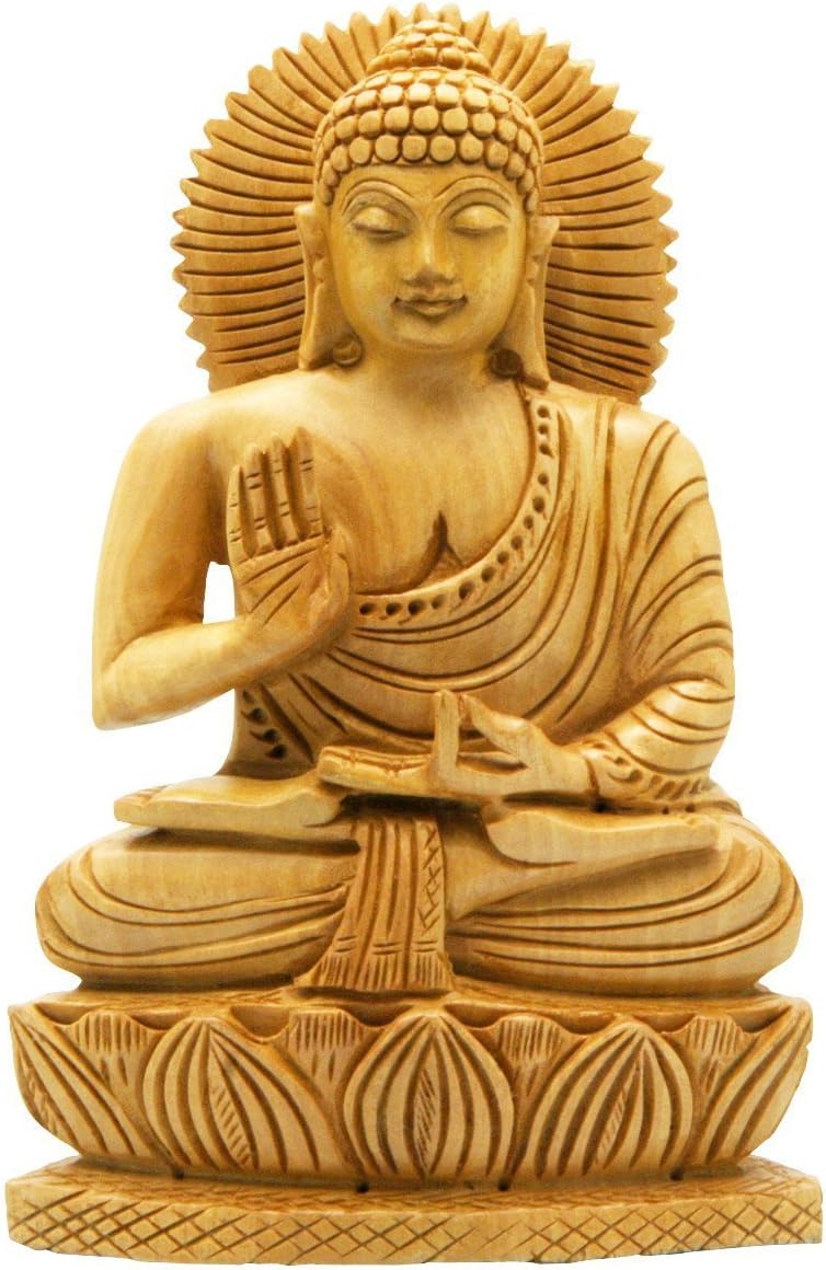 Hand Carved Wood Sitting Buddha Statue