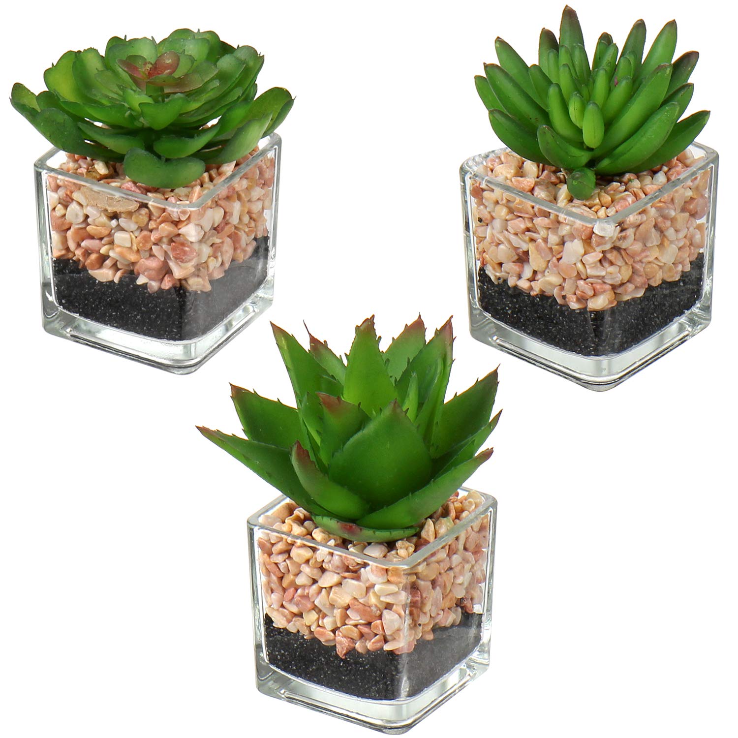 Hollyone 3 Pcs Small Artificial Succulent Plants in Pots, 5x11cm Fake Potted Plants for Home, Office, Table, Desk, Bedroom, Bathroom Decor