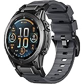 Bandletic Compatible with Garmin Instinct Watch Bands - Stainless Steel Silicone Rugged Strap Quick Fit 22mm Watch Band for Fenix E/8/7/6/5/Forerunner 965/955/945/935/745/Epix 2/Approach S70/S62/S60