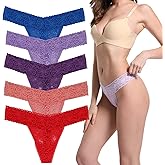 Yuamose Lace Thongs For Women Plus Size Sexy Underwear T Back Stretch Womens Thongs Underwear 5/6/10 Pack