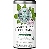 The Republic of Tea — Organic American Peppermint SuperHerb Tea Tin, 36 Herbal Tea Bags, Naturally Caffeine-Free Herbs of Origin