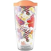 Tervis Tropical Hibiscus Party Made in USA Double Walled Insulated Tumbler Travel Cup Keeps Drinks Cold & Hot, 24oz, Classic