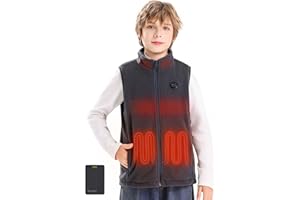 ORRNIKKO Kids Heated Fleece Vest with Battery Pack 7.4V, Boys Girls Lightweight Electric Heated Fleece Coat for Winter