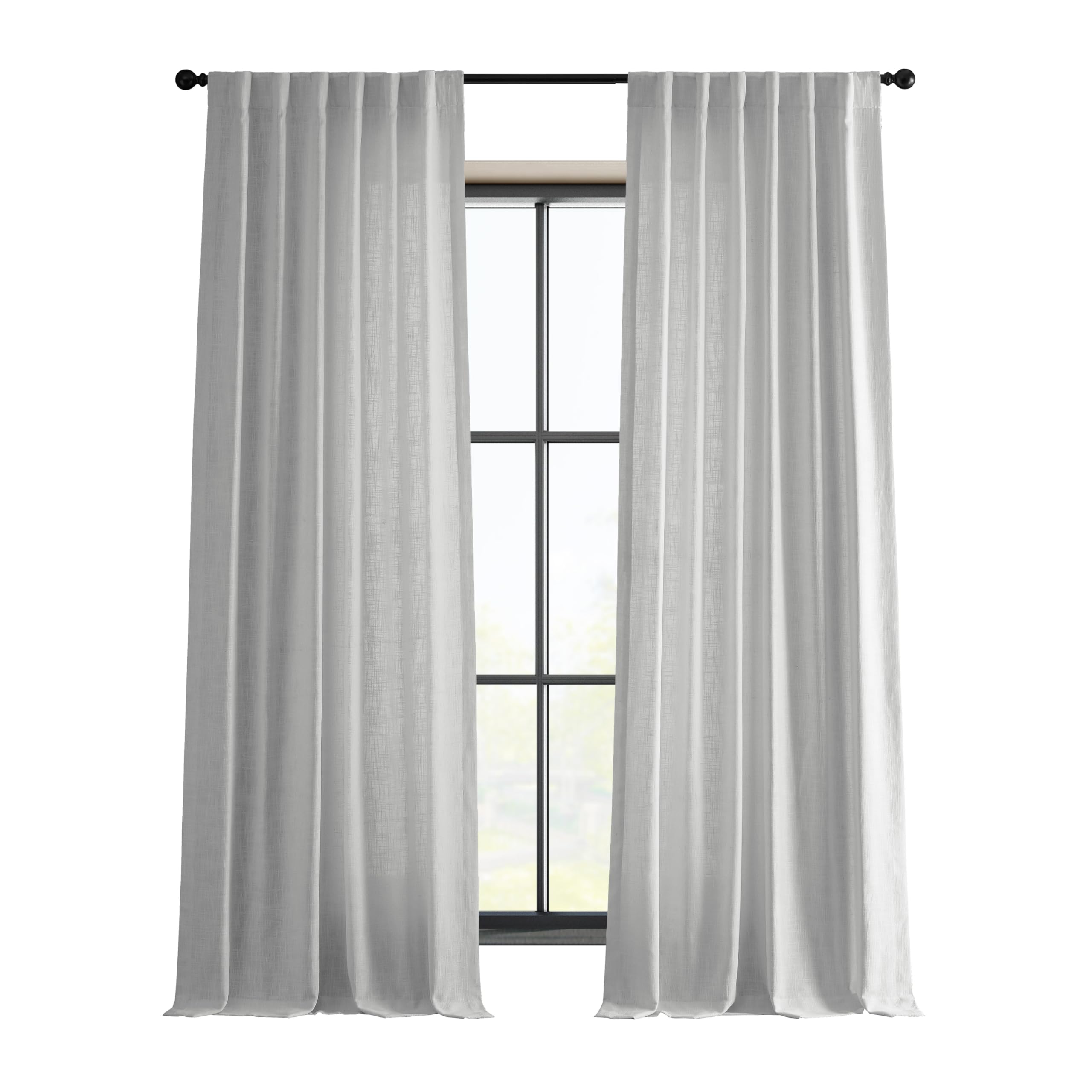 Photo 1 of HPD Half Price Drapes Premium Heavy Faux Linen Curtains for Living Room (1 Panel), 50W x 108L Light Filtering Curtains 108 Inches Long Window Curtains for Bedroom, Rice White