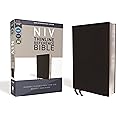 NIV, Thinline Reference Bible (Deep Study at a Portable Size), Bonded Leather, Black, Red Letter, Comfort Print