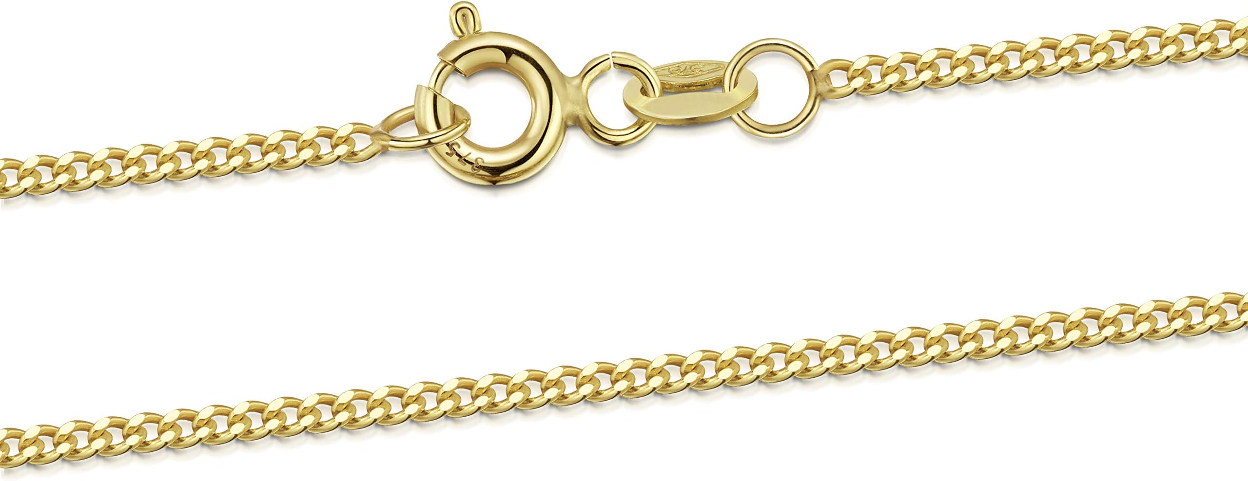 Amberta 9ct Genuine Yellow Gold Chain Necklace - Adjustable 18 to 20 inch Long