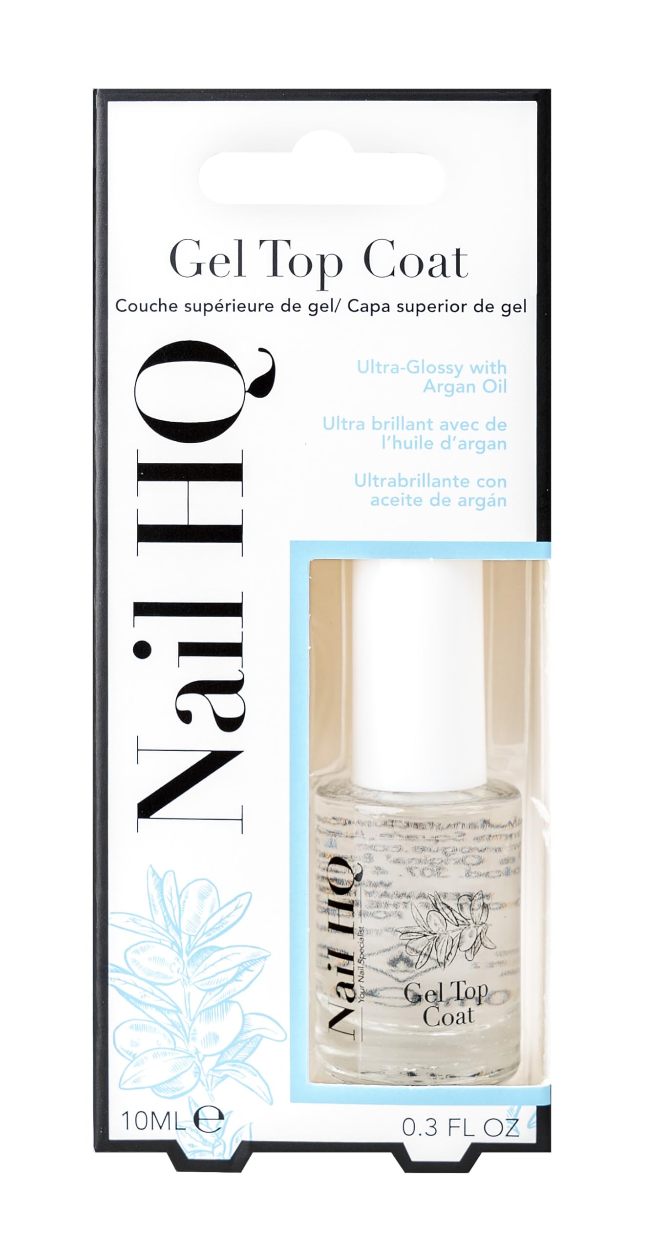 Nail HQ Top Coat 10ml – Glossy, Quick-Dry, Colour-Protecting Nail Polish | Chip-Resistant, Argan Oil Infused, 9-Free, Vegan & Cruelty-Free
