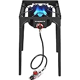 Vivicreate 30000 BTU Propane Gas Stove Outdoor Single Burner Adjustable Height with 20 PSIG Regulator Heavy Duty Cooker for P