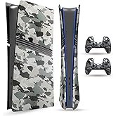 PEYANZ Faceplate for PS5 Pro (Digital Edition), Cover Plate, ABS Shell, Matt Skin, with Extra 2 Controller Silicone Covers (Camo)