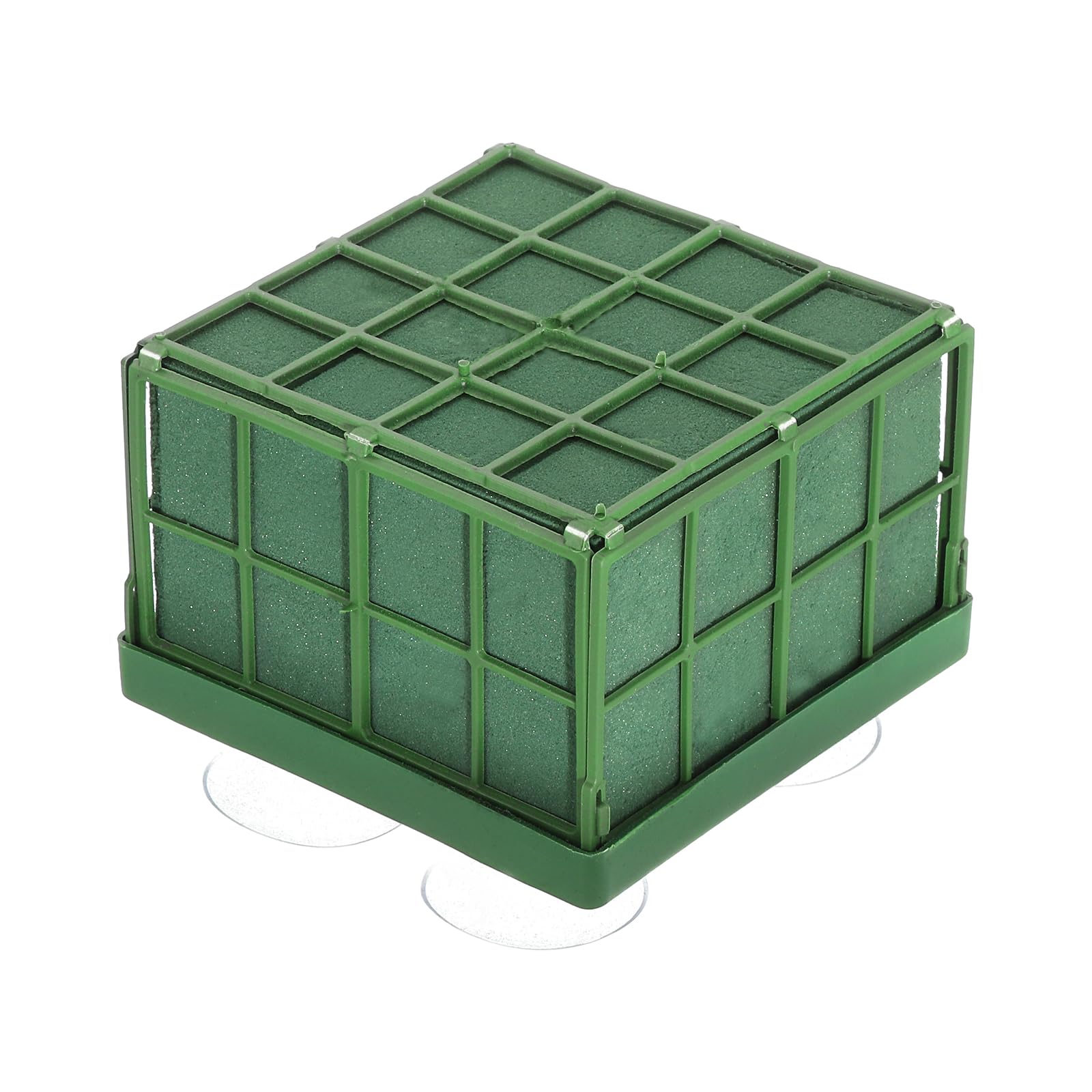 PATIKIL Floral Foam Cage Flower Holder, Square 5x5x3.5 Inch Cage Floral Foam with Suction Cups for Flower Arrangement Table Centerpiece