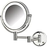 Jerdon Hardwired Wall-Mount Makeup Mirror - 8X/1X - Chrome - HL88CLD | 8.5" Round Frame, 13.5" Wall Arm, LED Lighting, Direct Wire Installation