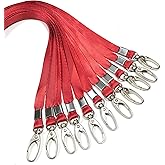 50 Pcs Lanyards Red Lanyard for Id Badges Nylon Lanyard Bulk Clip Swivel Hook for Office Id Badges Key Chains