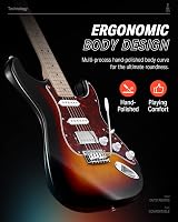 Donner DST-152S 39 inch Electric Guitar Kit HSS Coil Split Sunburst view 3