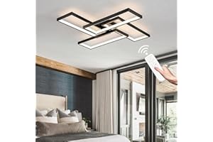 Shine LUEST Modern LED Ceiling Lights for Bedroom 26" Dimmable Square Ceiling Lights for Living Room with Remote Control Black Bedroom Light Fixture for Kitchen,Bathroom,Balcony