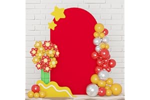 FUHSY Red Arch Cover Wedding Arch Covers Spandex Stretchy Arch Backdrop Fabric 2.6x6FT Fitted Wedding Arch Backdrop Cover 2-Sided Round Top Chiara Backdrop Arch Stand Cover for Wedding Birthday Party