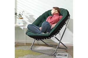 iw I WISH Saucer Chair for Adults,Folding Saucer Chair,Oversized Saucer Chair,Comfy Foldable Chair for Bedroom,Moon Chair(Green)