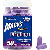 Mack's Slim Fit Soft Foam Earplugs, 50 Pair - Small Ear Plugs for Sleeping, Snoring, Traveling, Concerts, Shooting Sports & P