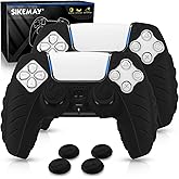 SIKEMAY PS5 Controller Cover, 2Pcs Anti-Slip Skin With 4 Grips, Soft Silicone Protective Case for Wireless Controller (Black)