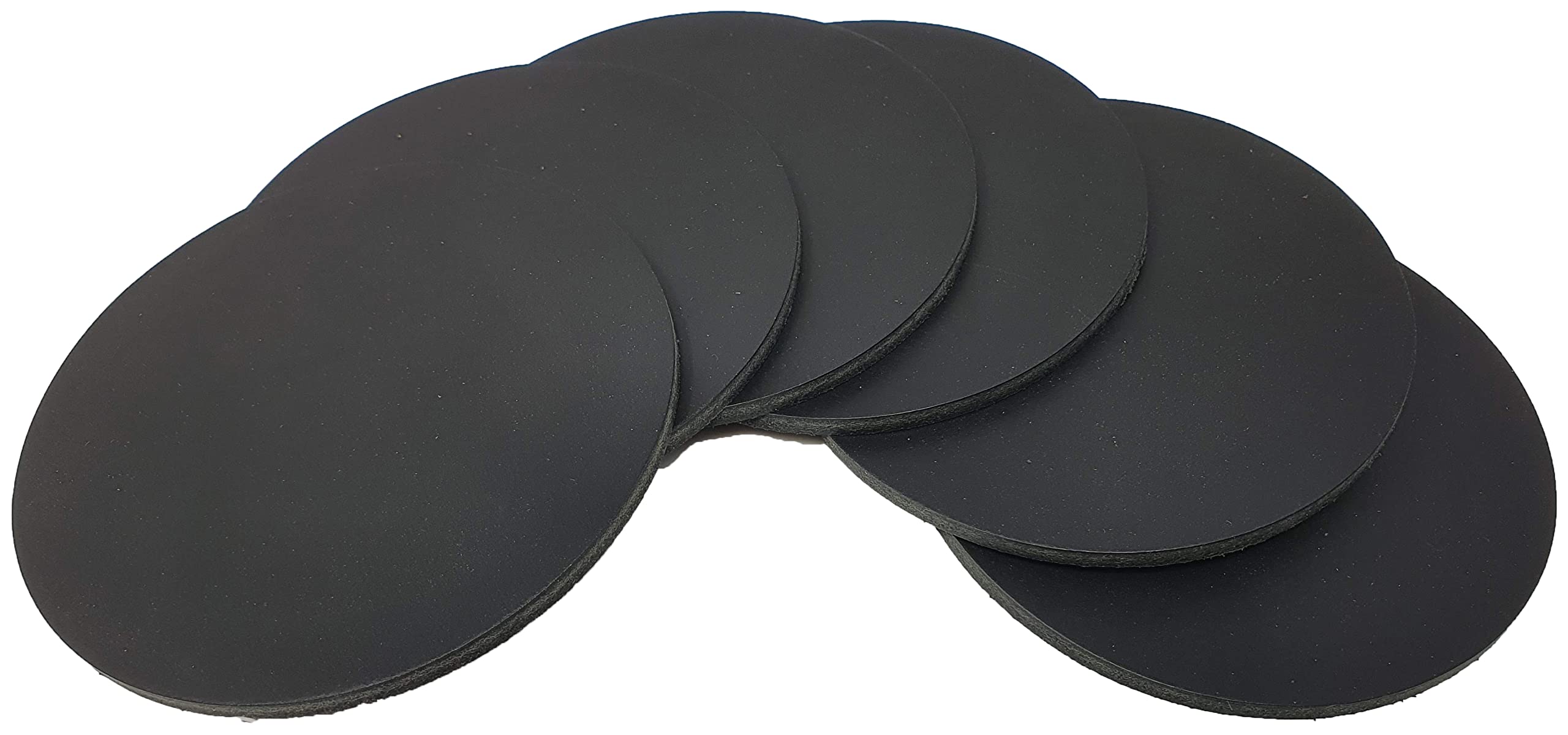 Ashford Ridge Full Grain Leather 10cm Circular Coasters - Black 6 Pack