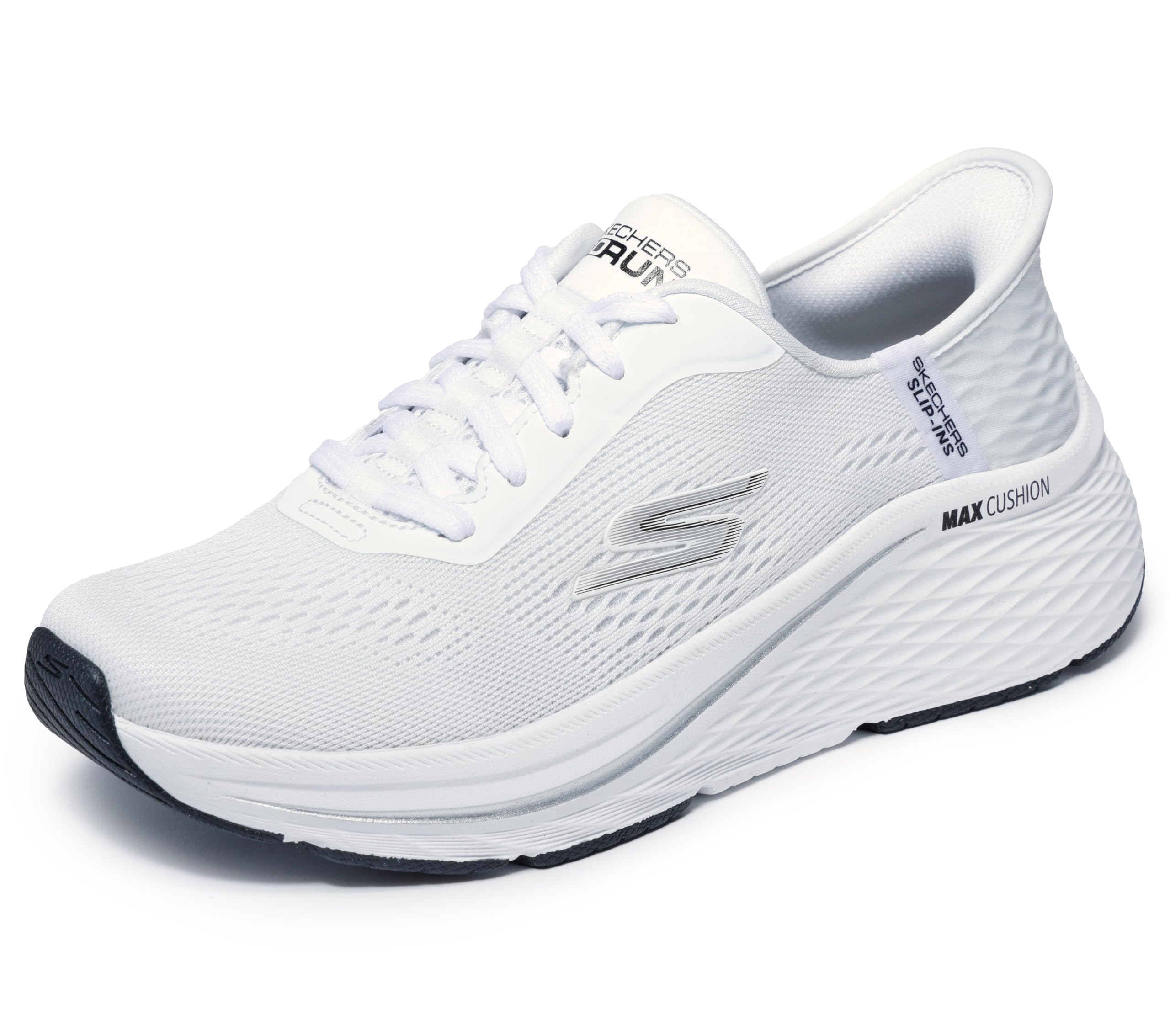 Skechers Women's Max Cushioning Elite 2.0 Vanish Hands Free Slip-Ins Sneaker, White/Black, 8.5 Image Skechers Women's Max Cushioning Elite 2.0 Vanish Hands Free Slip-Ins Sneaker, White/Black, 8.5 Image