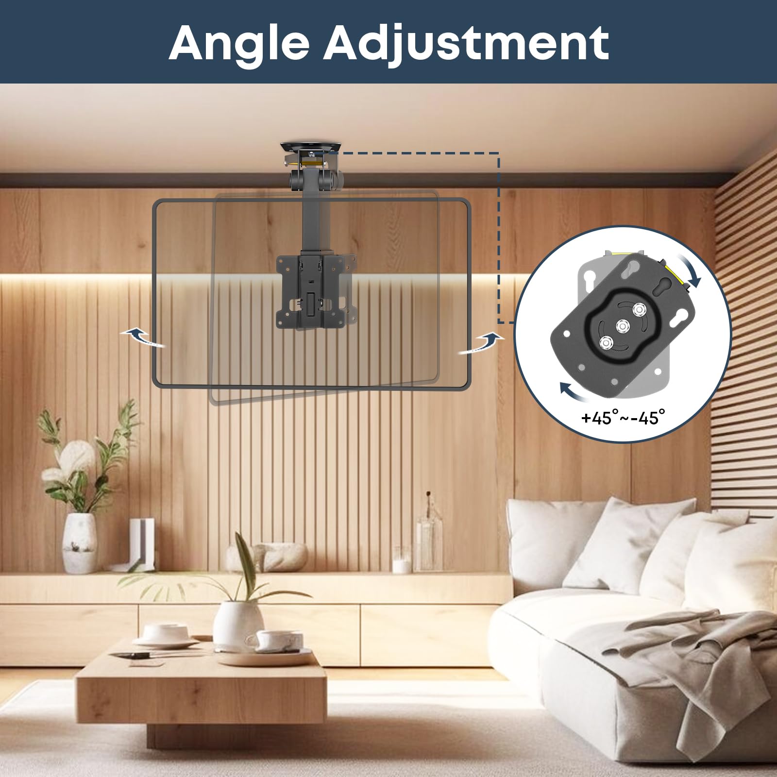 13 to 27 inch Folding TV Ceiling Mount,Manual Flip Down TV Bracket up to 44lbs, Folding Tilt Pitched Roof and Under Cabinet Mounting,Height Adjustable,Max VESA 100x100mm, Black