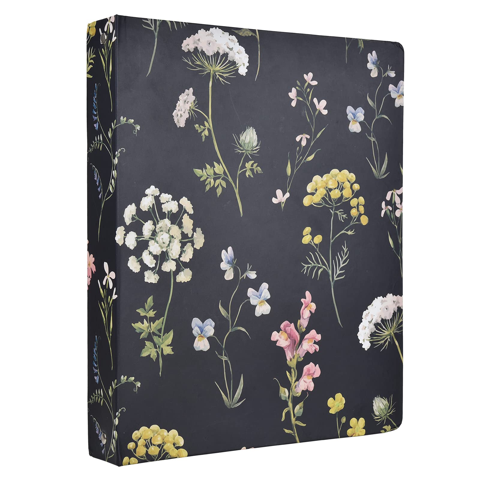 Vintage Floral Hardcover 3 Ring Binder, 1 Inch Round Rings with Interior Pockets Flower Binder Organizer for School Office