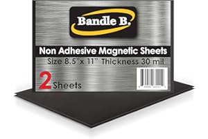 BANDLE B. Bandle B Magnetic Sheets for Crafts 8.5"x11". Pack of 2. Flexible Non Adhesive Magnetic Sheet for Metal Cutting Die Storage. Easy to Organize and Cut for Arts & Crafts or Scrapbooking. Thickness 30