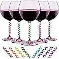 Simply Charmed Wine Glass Charms Set of 8 Silicone Drink Markers for Cocktails, Martinis, Champagne Flutes and More