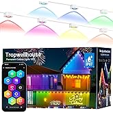 Tropwellhouse Permanent Outdoor Light Pro, 200ft with 144 RGB+IC LED Lights, 90 Scene Modes, AI Light Design, IP67 Waterproof for Halloween Christmas Decor and Daily Lighting, Work with Alexa, Google