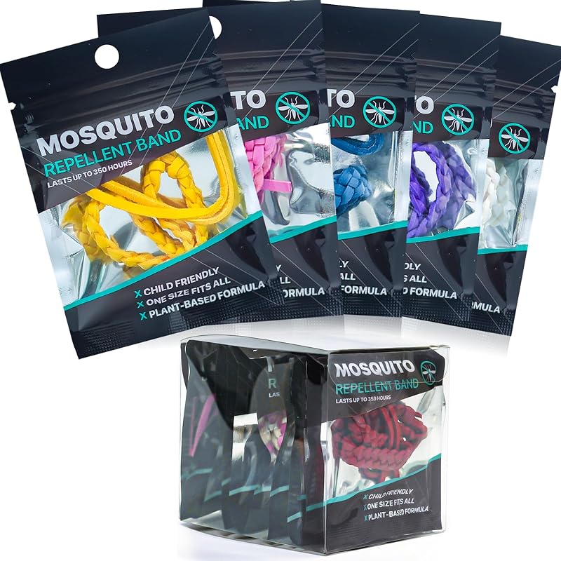 Pulsera repelente de mosquitos 10 unidades, de cuero ajustable libre de DEET, bandas naturales repelentes de insectos para adultos y niños, 350 horas de protección repelente de insectos