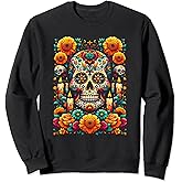 Midnight Fiesta Vibrant DÃa de Los Muertos Sugar Skull Sweatshirt